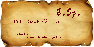 Betz Szofrónia névjegykártya